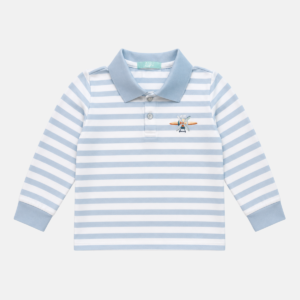 Blusa Manga Longa C/ Gola Polo Listrada Baby Menino