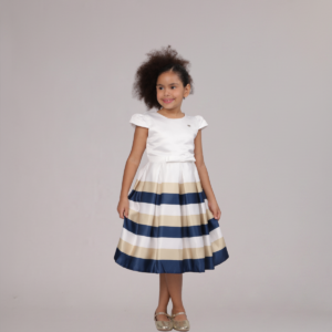 Vestido Listrado Color Acetinado Infantil Menina