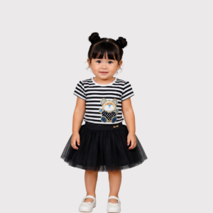 Kit 3 Conjuntos Listrado com Saia de Tule Baby