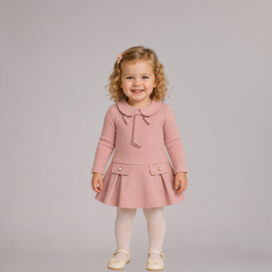 Kit 3 Vestidos Inverno Manga Longa  Canelado Baby Menina