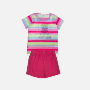 Conjunto 3 peças - Camiseta Transparente Strass Infantil Menina