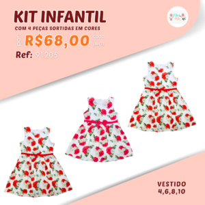 Kit Vestido Floral Infantil Menina
