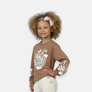 Blusinha Manga Longa Floral Infantil Menina