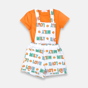 Conjunto Jardineira Letras Strass Infantil Menina