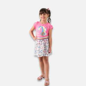 Conjunto Saia Arco Ires Infantil Menina