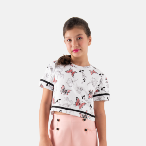 Blusa Cropped Borboleta Juvenil Menina