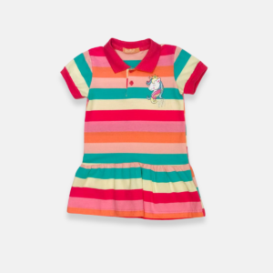Vestido Gola Polo Listrado Baby Menina