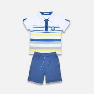 Conjunto Gola Polo Listrado Infantil Menino