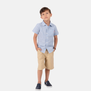 Conjunto Gola Polo Social Listrado Infantil Menino