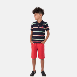 Conjunto Gola Polo Listra Colorida Infantil Menino