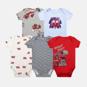 Kit 5 Body Manga Bombeiro Baby Menino