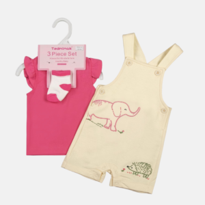 Kit 3 Peças Jardineira Baby Menina